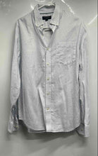 Load image into Gallery viewer, Banana Republic Mens White Blue Geometric Print Untucked Button-Up Shirt Size L

