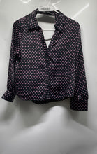 Load image into Gallery viewer, Zara Womens Black Pink Polka Dot Button Front Cropped Blouse Top Size Medium
