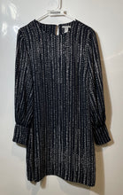 Load image into Gallery viewer, H&amp;M Womens White Black Spotted Long Sleeve Keyhole Back Shift Dress Size 12
