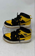 Load image into Gallery viewer, Nike Kids Air Jordan 1 Mid Black Yellow Mid Top Lace-Up Sneaker Shoes Size 11C
