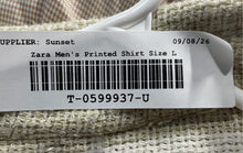 Load image into Gallery viewer, Zara Mens Beige White Striped Print Relaxed Fit Button-Up Shirt Size L
