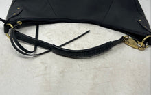 Load image into Gallery viewer, Details Womens Black Leather Inner Pockets Travel Shoulder Strap Hobo Bag
