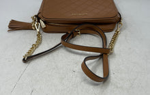 Load image into Gallery viewer, Michael Kors Womens Brown Chain Embossed Leather Tassel Zipper Crossbody Bag
