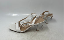 Load image into Gallery viewer, Mysoft Womens White Leather Buckle Stiletto Heel Strappy Sandals Size 8

