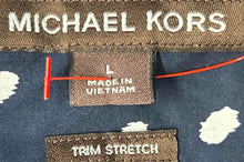Load image into Gallery viewer, Michael Kors Mens Blue White Polka Dot Print Trim Stretch Button-Up Shirt Size L
