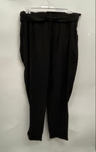 Load image into Gallery viewer, Zara Womens Black Elastic Waist Cuff Straight Leg Paperbag Pants Size M
