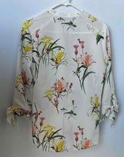 Load image into Gallery viewer, Zara Basic Womens Multicolor Floral 3/4 Sleeve Split Neck Blouse Top Size Small
