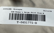 Load image into Gallery viewer, H&amp;M Womens Beige Regular Fit Long Sleeve Collared Button-Up Shirt Size M
