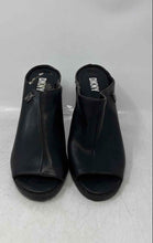 Load image into Gallery viewer, DKNY Womens Bessie Black Leather Peep Toe Stiletto Mule Heels Size 7.5M

