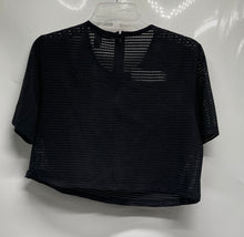Load image into Gallery viewer, Forever 21 Womens Black Short Sleeve Back Zipper Cropped Blouse Top Size Large
