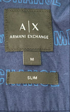Load image into Gallery viewer, Armani Exchange Mens Blue Striped Short Sleeve Slim Fit Button-Up Shirt Size M
