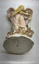 Load image into Gallery viewer, Classic Pink And White Color Porcelain Angel Figurine Wearing A Robe With Harp
