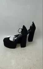 Load image into Gallery viewer, Dream Pairs Womens Black Leather Block Ankle Strap Platform Heels Size 9
