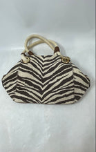 Load image into Gallery viewer, Michael Kors Womens Marina Beige Zebra Print Braided Rope Handle Tote Handbag
