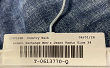 Load image into Gallery viewer, Armani Exchange Mens Blue Denim Cotton 5 Pocket Design Straight Jeans Pants 34
