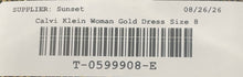 Load image into Gallery viewer, Calvin Klein Womens Gold Printed Long Sleeve V-Neck Fit &amp; Flare Dress Size 8
