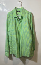 Load image into Gallery viewer, Express Mens Green And Blue Striped Long Sleeve Collared Dress Shirt Size XXL
