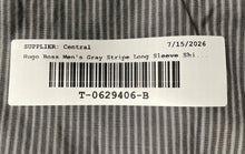 Load image into Gallery viewer, Hugo Boss Mens Gray Pinstripe Long Sleeve Slim Fit Stretch Dress Shirt Size 15.5
