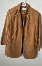 Load image into Gallery viewer, Calvin Klein Womens Beige Long Sleeve Notch Lapel One-Button Blazer Size Medium
