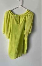 Load image into Gallery viewer, Ann Taylor Womens Lime Green Short Flared Sleeve Round Neck Blouse Top Size L
