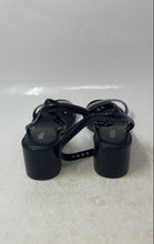 Load image into Gallery viewer, Melissa Womens Shiny Black Rhinestone Block Heel Ankle Strap Sandals Size 8
