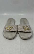 Load image into Gallery viewer, Michael Kors Womens White Signature Print Slip-On Slide Sandals Size 8M

