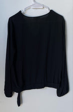 Load image into Gallery viewer, Loft Womens Black Regular Fit V-Neck Long Sleeve Wrap Blouse Top Size MP
