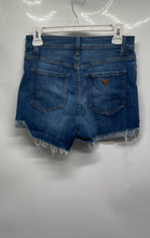 Load image into Gallery viewer, Guess Womens Blue Denim High-Rise Button-Fly Cuffed Hem Bermuda Shorts Size 27
