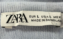 Load image into Gallery viewer, Zara Womens Light Blue Short Sleeve Crew Neck Pullover Cropped T-Shirt Size L
