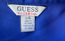 Load image into Gallery viewer, Guess Womens Royal Blue Long Sleeve Henley Neck Blouse Top Size L/G
