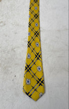 Load image into Gallery viewer, Laurant Benon Mens Yellow Geometric Floral Silk Keeper Loop Pointed Tie
