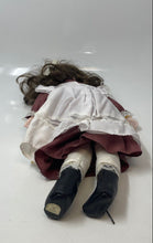 Load image into Gallery viewer, Brinn's Musical Porcelain Doll Collectible Wears Burgundy Dress With White Apron
