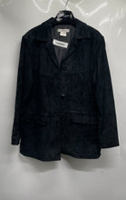 Load image into Gallery viewer, Jessica Holbrook Womens Black Long Sleeve Button-Front Leather Jacket Size M
