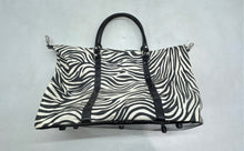 Load image into Gallery viewer, Kathy Ver Zeeland Womens Black White Zebra Double Handle Shoulder Tote Bag
