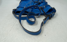 Load image into Gallery viewer, Hype Womens Blue Leather Tassel Adjustable Strap Bucket Shoulder Bag
