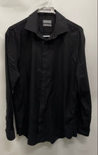 Load image into Gallery viewer, Michael Kors Mens Black Long Sleeve Collared Stretch Slim Fit Dress Shirt Size L
