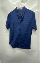 Load image into Gallery viewer, Armani Exchange Mens Blue Striped Short Sleeve Slim Fit Button-Up Shirt Size M
