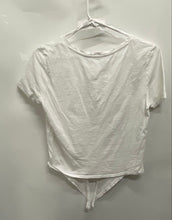 Load image into Gallery viewer, Zara Womens White Short Sleeve V-Neck Tie Front Pullover Blouse Top Size Small
