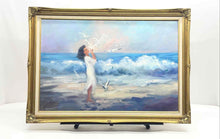 Load image into Gallery viewer, Ocean Beach Scene Silhouette Of Woman Framed Wall Decorative Art Painting
