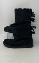 Load image into Gallery viewer, UGG Womens Bailey Bow 3280Y Black Suede Round Toe Mid-Calf Snow Boots Size 6
