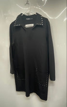 Load image into Gallery viewer, Zara Womens Black Studded Long Sleeve Collared Pullover Mini Dress Size Large
