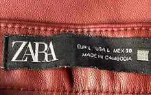 Load image into Gallery viewer, Zara Womens Red Leather Side Zip Skinny Leg Ankle Leggings Size Large
