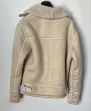 Load image into Gallery viewer, Zara Womens Beige Long Sleeve Pockets Biker Jacket Size Medium
