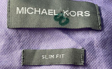 Load image into Gallery viewer, Michael Kors Mens Purple Long Sleeve Slim Fit Dress Shirt Size L 16-16.5 34/35
