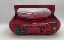 Load image into Gallery viewer, Emerson Model PD3500RD Red Radio Cassette Tape Player Untested
