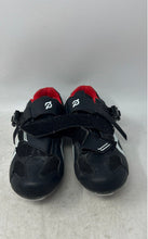 Load image into Gallery viewer, Peloton Mens Black Red Leather Adjustable Strap Road Cycling Shoes Size EUR 39
