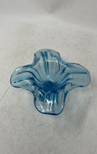 Load image into Gallery viewer, Mid-Century Modern Peacock Blue Fluted Art Glass Footed Candy Dish Compote
