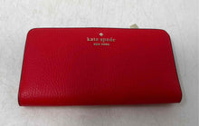 Load image into Gallery viewer, Kate Spade Womens Eva Red Pebbled Leather Credit Card Slots Snap Bifold Wallet
