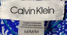 Load image into Gallery viewer, Calvin Klein Womens Blue Printed Short Sleeve Button Front Blouse Top Size M
