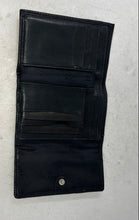 Load image into Gallery viewer, Fossil Womens Black Leather ID Window Card Holder Flap Trifold Wallet
